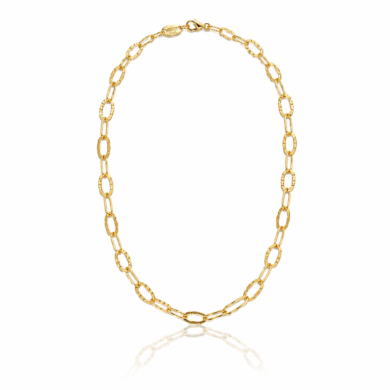 Golden Textured Link Necklace